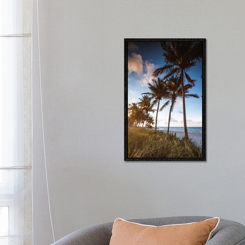 Beach Sunrise, Key West II by Matteo Colombo - Print on Canvas, 66.04cm H x 45.72cm W x 3.81cm D, Black Floater Framed