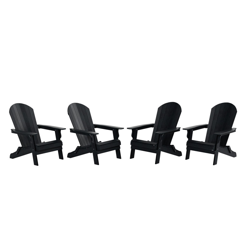 Arrlo Foldable Outdoor Adirondack Set, Black