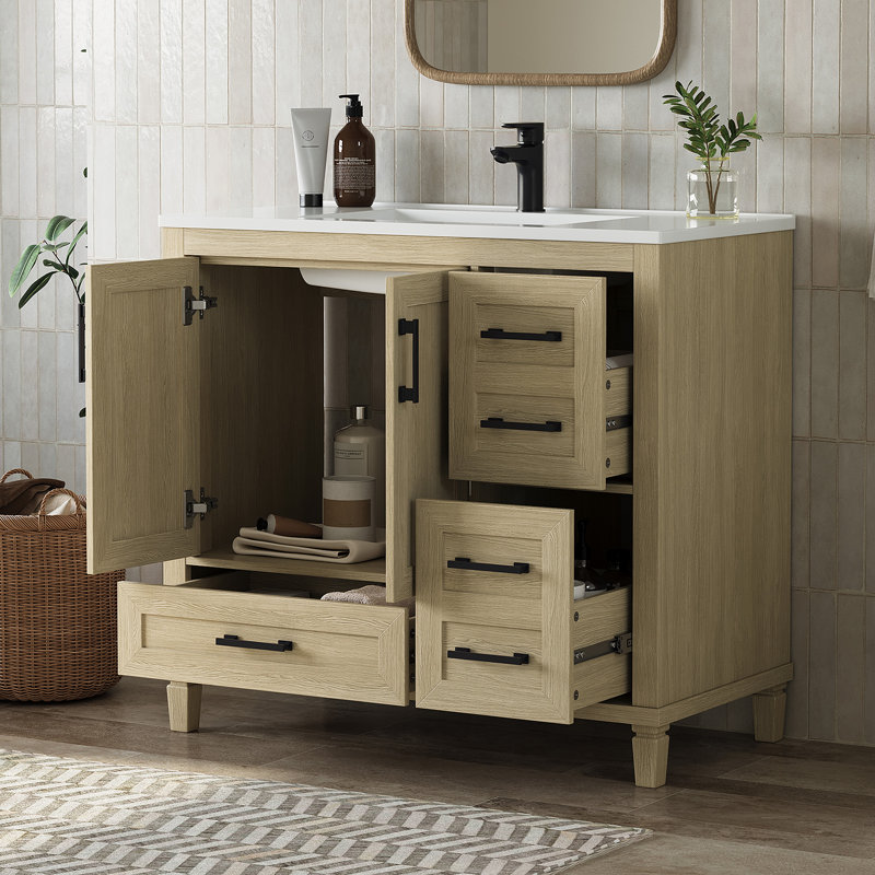 Ensemble de meuble-lavabo simple autoportant 30 po avec plateau en composite Adria, 30"