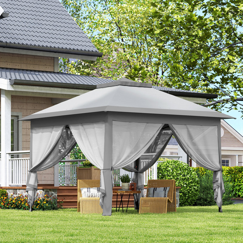 Atzhiry 3.3m x 3.3m Metal Pop-Up Gazebo, Grey