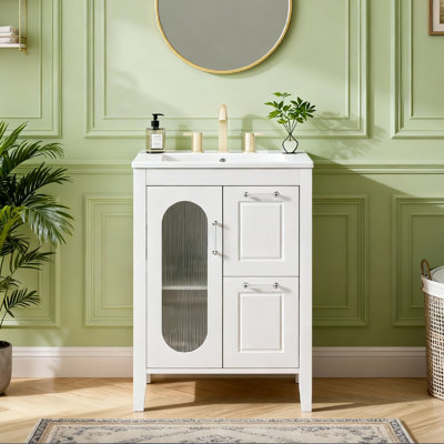 Meuble-lavabo 24 po avec comptoir en céramique