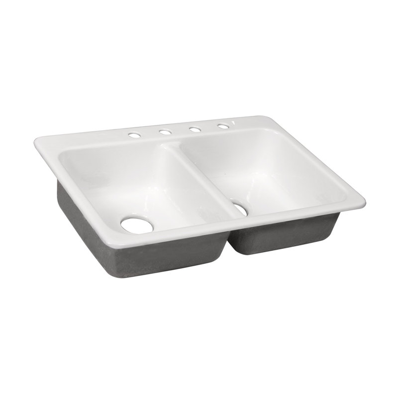 Évier de cuisine à double cuves l 33 po x l 22 po Daytona, Blanc
