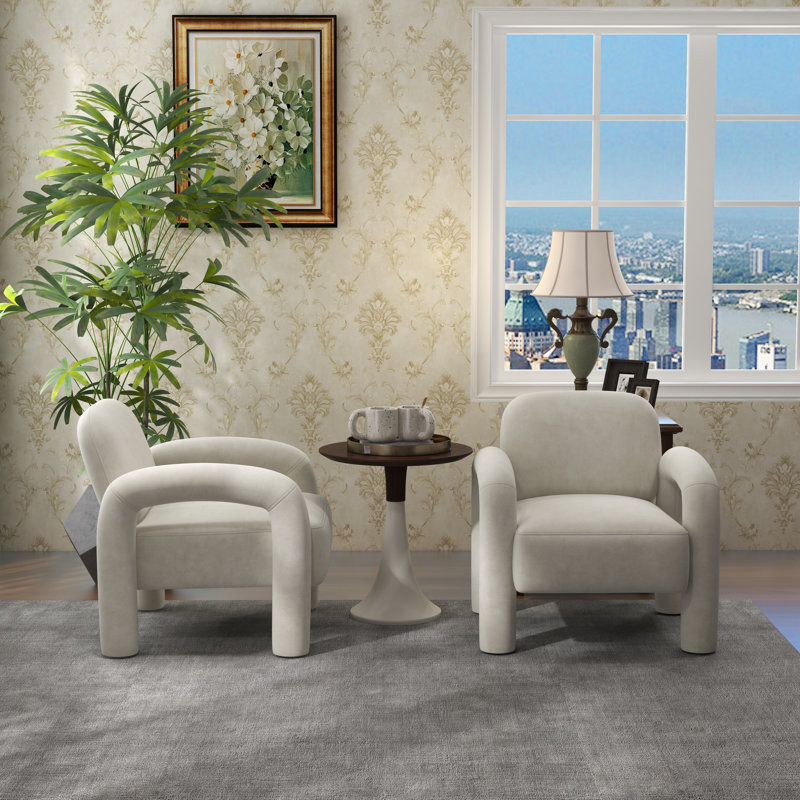 Velvet Armchair, Beige