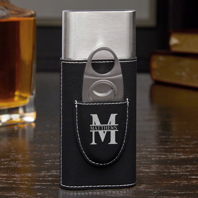 Personalized Cigar Case Holder with Cutter