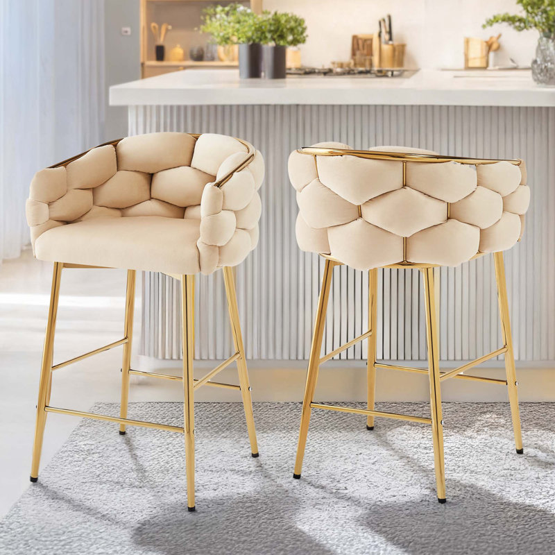 Ensemble de 2 tabourets de comptoir Modern, Beige