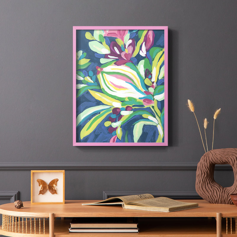 Blue Tropics II, reproduction encadrée - bois massif, Rose, H 10 po x l 8 po