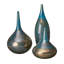 Ensemble de 3 vases en verre bleu Aurora avec finition brillante sarcelle et bronze métallique