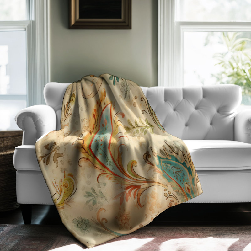 Paisley Design - Couverture sherpa de qualité supérieure 1 pièce, Lit simple