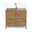Station de lavabo autoportante avec armoire de rangement et évier de buanderie en acier inoxydable