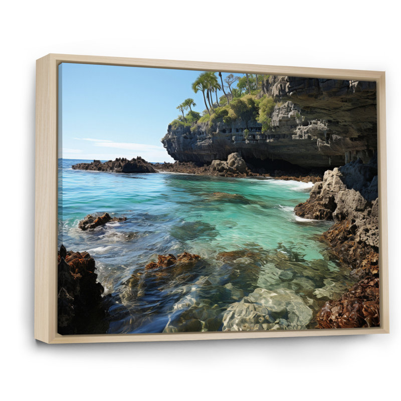 Rocky Beach Rocky Archway I - reproduction d'art, H 24 po x l 32 po x P 1 po, Cadre flottant brun