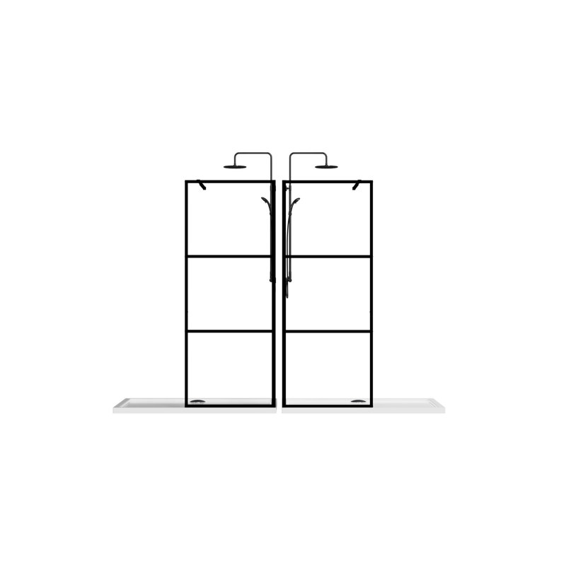 34" Black Shower Screen Door For - Thick Tempered Glass Adjustable Support To Wall Installation Clear All Hardwares Included Simple Assembly