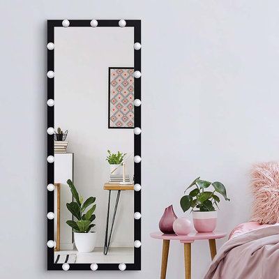 Full Length Mirror with Lights Full Body Vanity Mirror with 3 Color Modes Lighted Standing Floor Mirror for Dressing Room Bedroom Wall Mounted Touch Control Black 63x24inch