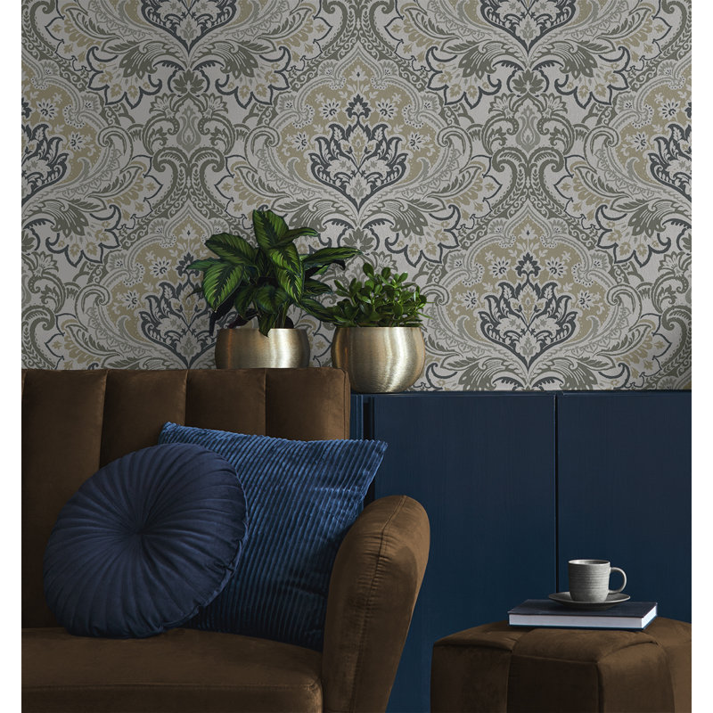 Rouleau floral Mantz, Gris / beige / blanc