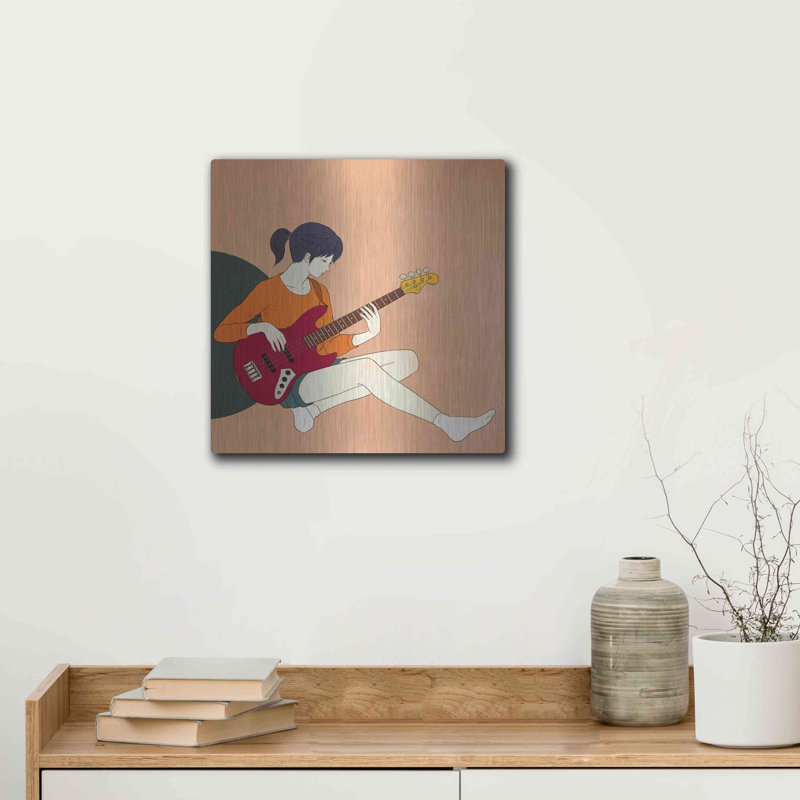 «Play The Bass» par Sai Tamiya, art mural en métal, H 12 po x l 12 po