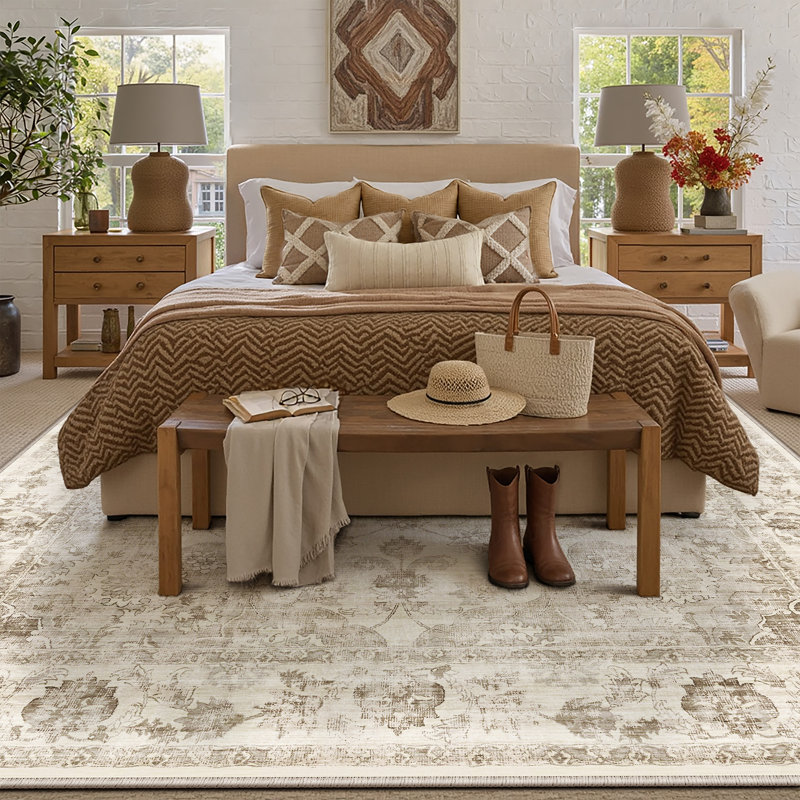 Oriental Area Rug, Beige, Rectangle 183 x 274 cm