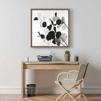 Branches et feuilles en niveaux de gris, art mural