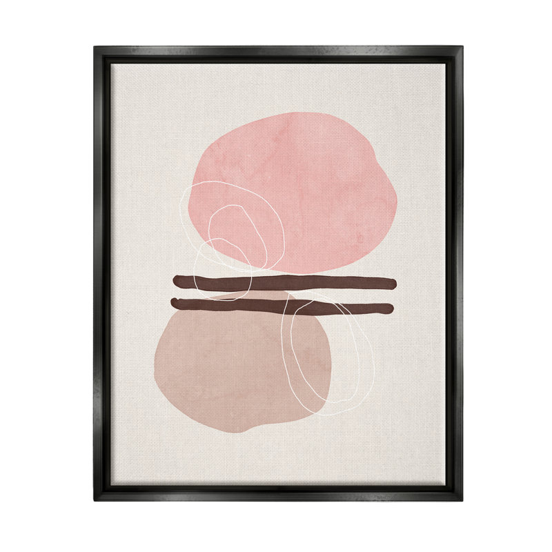 Toile flottante rose pastel formes géométriques par Nina Blue, Cadre flottant noir de jais, H 21 po x l 17 po x P 1,7 po