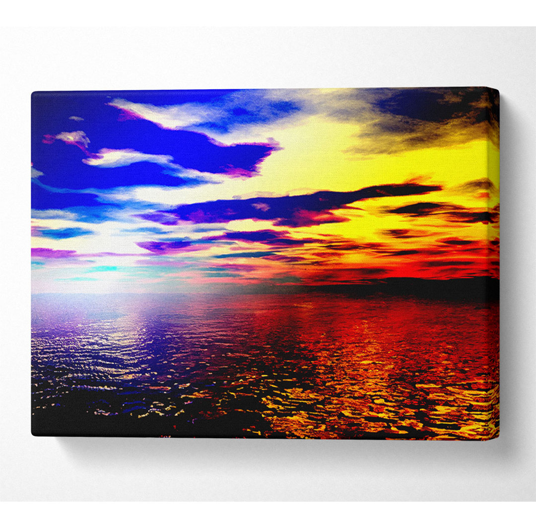 Regenbogen Strand Ozean Leinwand Aquarell