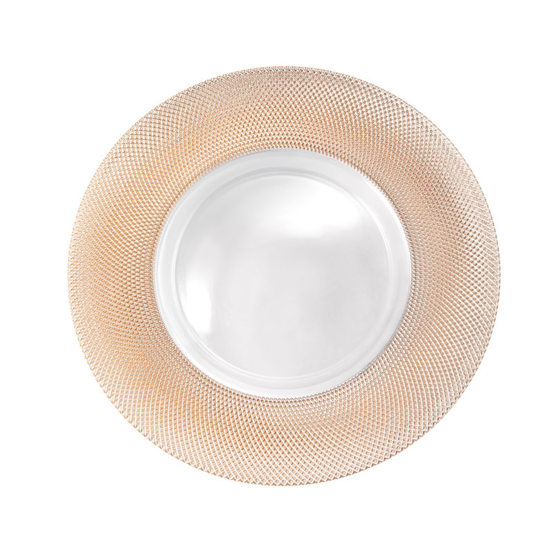 Glass Abstract Charger, Rose Gold