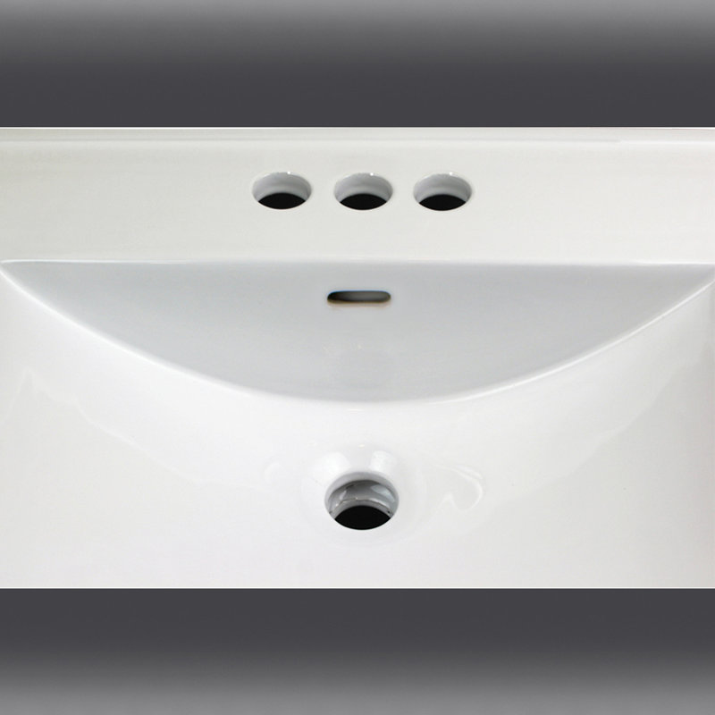 Plateau de meuble-lavabo simple 22,06 po Juliette en blanc avec lavabo, À entraxe de 4 po