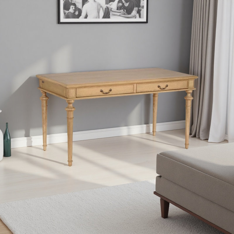 Solid wood white oak desk with drawers