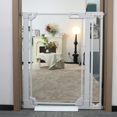 40" Tall Clear Acrylic Pet Gate - Auto-Close, Dual-Lock, Fit 29-37" Doorways, Stairs, Hallways White