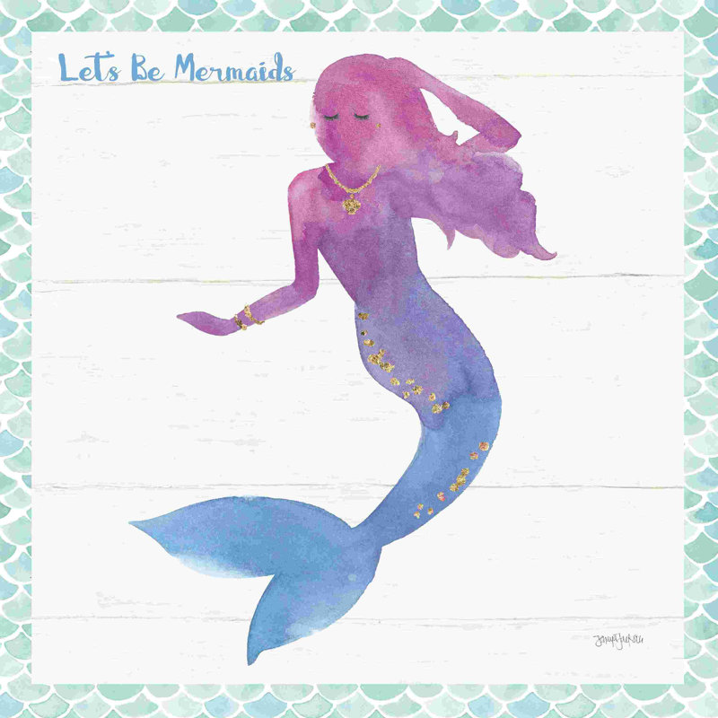 «Mermaid Friends III Lets Be», H 12 po x l 12 po, Non, Toile tendue