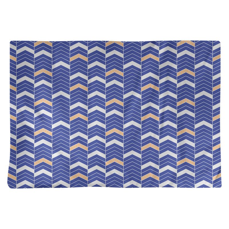 Récapitulatif à chevrons 18" lineed Stephenie, Bleu / Orange, Coton