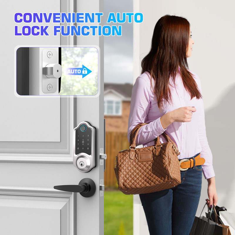 Smart Locks for Front Door, Built-in WiFi Deadbolt, App Remote Control, Touchscreen Keypad, 8 Months Battery, Chrome