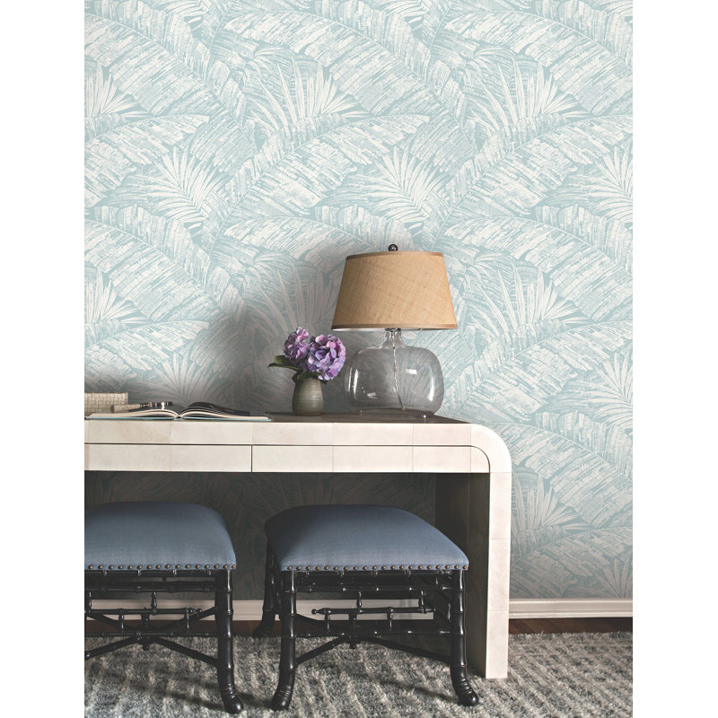 Toiles Resource Library Floral Vinyl Non-Pasted Wallpaper Roll, White & Blue