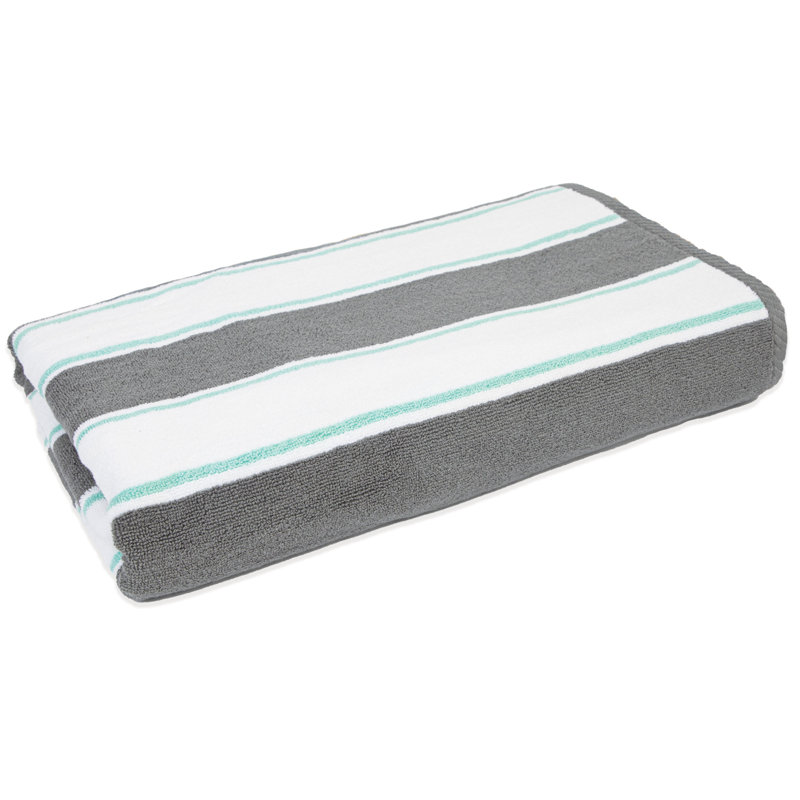 Serviette de plage 100% coton Aston & Arden, Gris / Vert