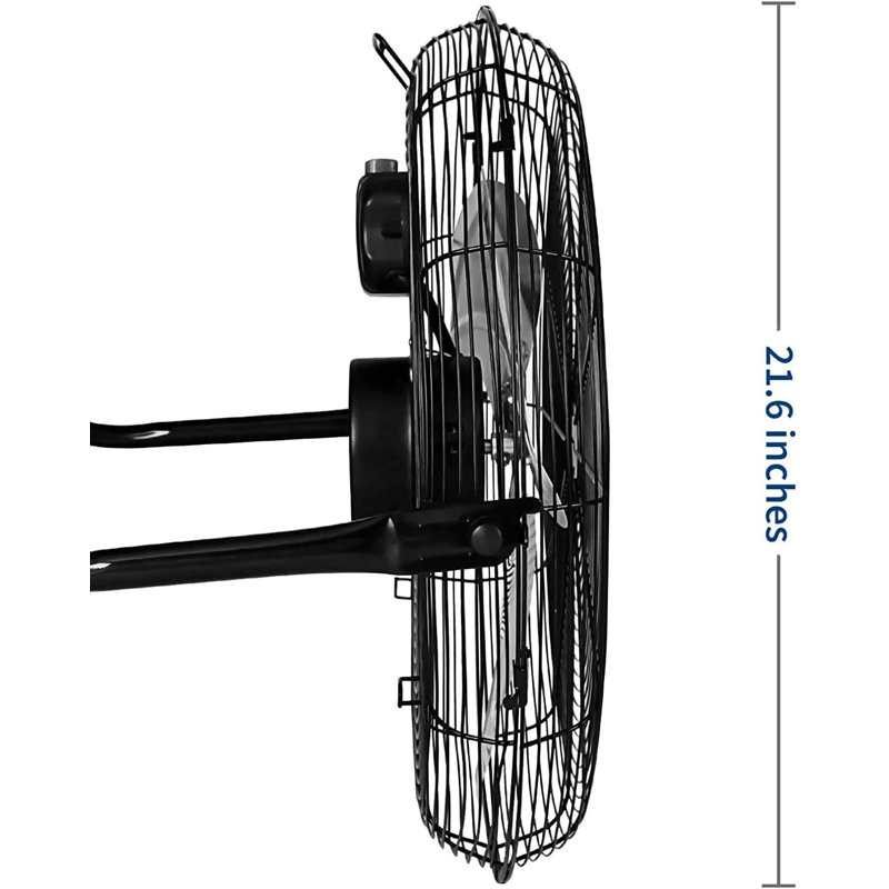 Ventilateur de plancher industriel en métal noir 20 pouces