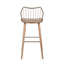 Tabouret de bar à hauteur fixe en bois blanchi et cuivre antique avec repose-pieds carré