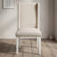 Ensemble de salle à manger rond 5 pièces en bois blanc asiatique avec 4 chaises de salle à manger Parson recouvertes de tissu lin crème