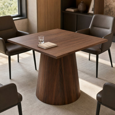 Bureau de conférence 31,5 po en noyer avec base piédestal robuste, 4 places, table de réunion pour petit bureau, assemblage facile