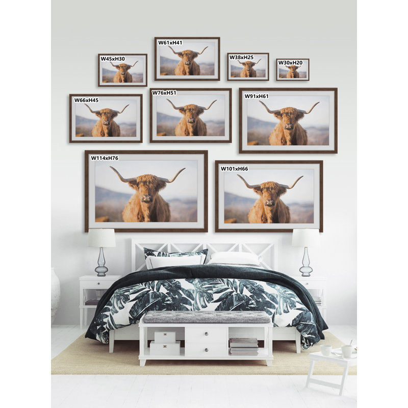Highland Cow - Print, Brown Framed Paper, 20cm H x 20cm W x 3.81cm D
