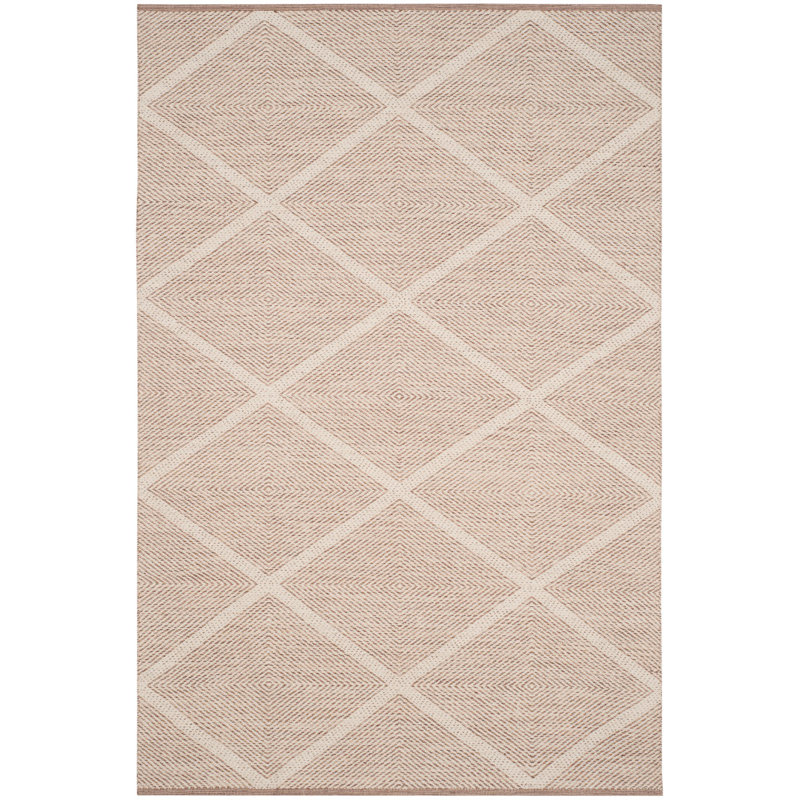 Tapis géométrique beige en coton tissé à plat à la main Abberton, Rectangle 6 pi x 9 pi