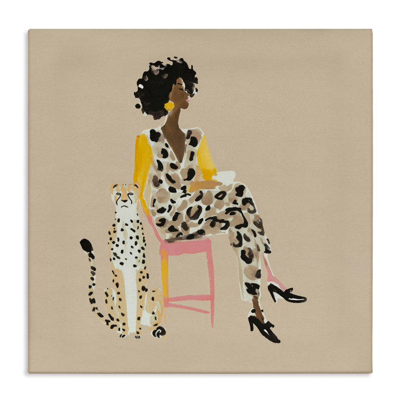Savage chic glam avec toile léopard, design par Svetlana Aleynikova, H 17 po x l 17 po