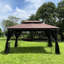 Toit de jardin 13x10 avec toile imperméable - Toit brun, grand support stable et