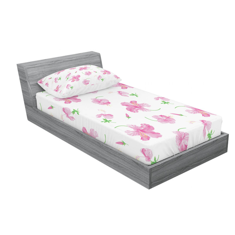 Ensemble de draps d’abricots sur différents tôles à fleurs, Ensemble de drap pour grand lit avec drap-housse