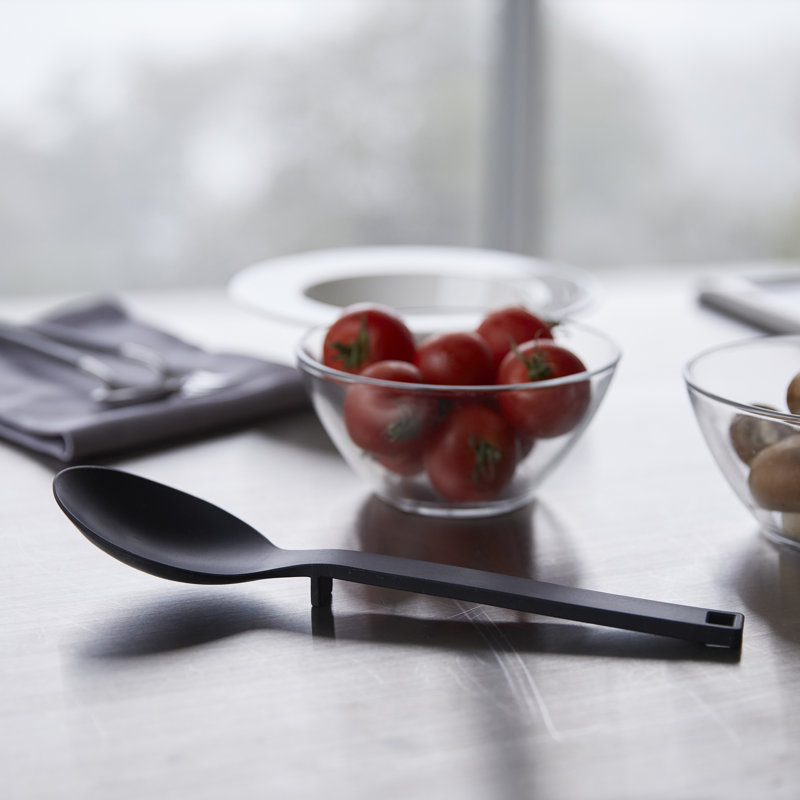 Yamazaki Home Tower Silicone Kitchen Spoon, Hygenic With Integrated Tool Rest, Floating Clean Design - Silicone