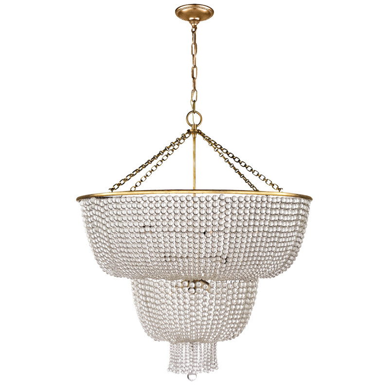 AERIN Jacqueline Two-Tier Chandelier, Clear, Hand-Rubbed Antique Brass