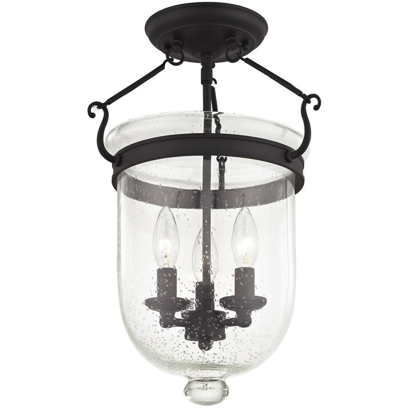 Glass Semi Flush Mount, Black