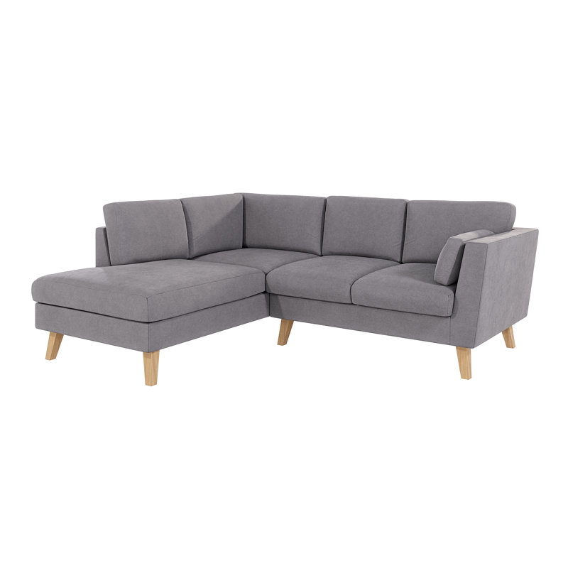  Scandinavian Corner Sofa, Grey, Left Hand Facing