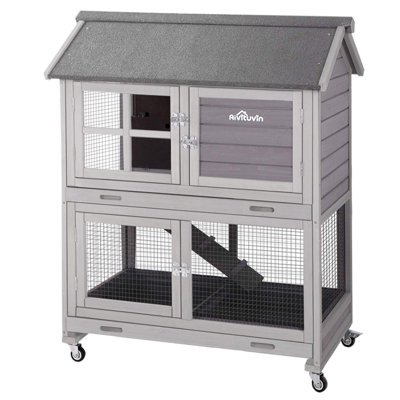 Weather Resistant Rabbit Hutch with Two Trays