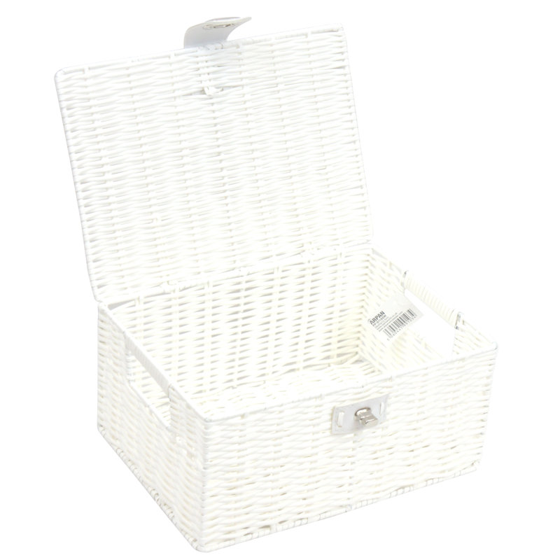 Brambly Cottage Plastic Decorative Basket, 12.5cm H x 28cm W x 20cm D, White