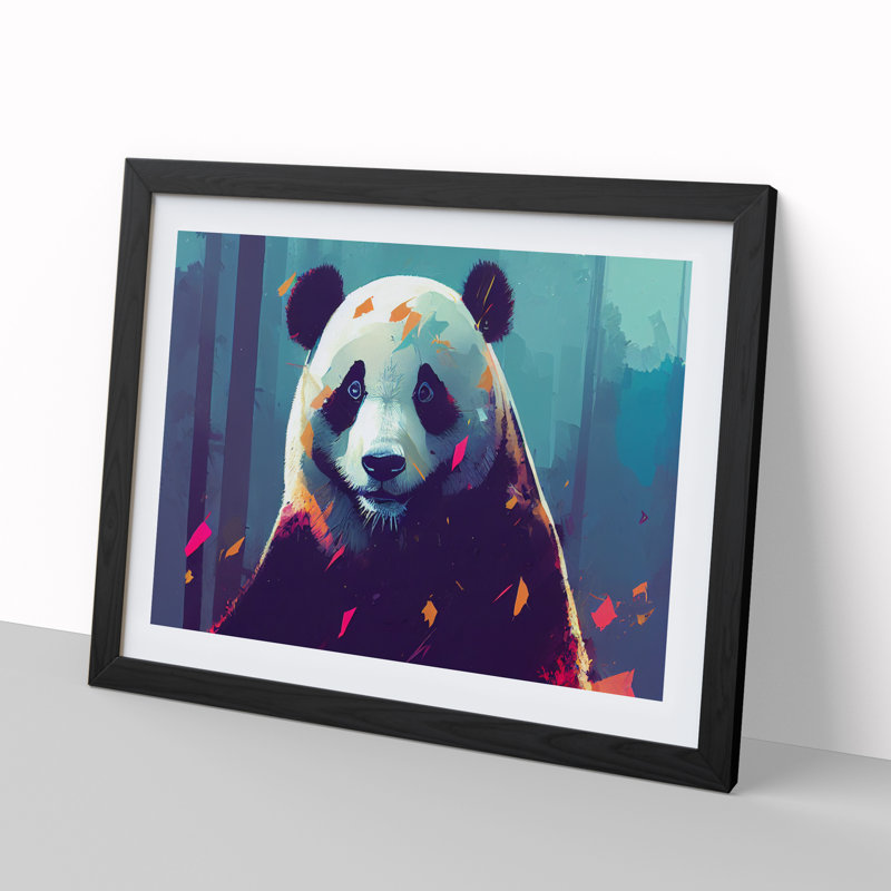 XH1022-6779X Panda Painting Vol.2 Abstract - Single Picture Frame Print, Black, 46cm H x 64cm W x 2cm D