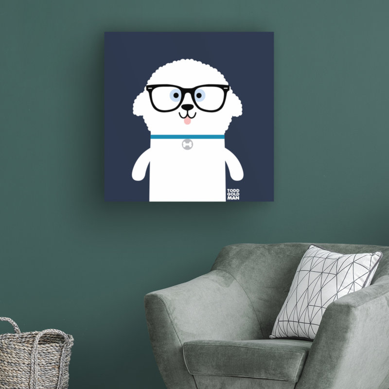 «Bow Wow Bichon Frise» par Todd Art, impression sur toile tendue, H 14 po x l 14 po x P 2 po
