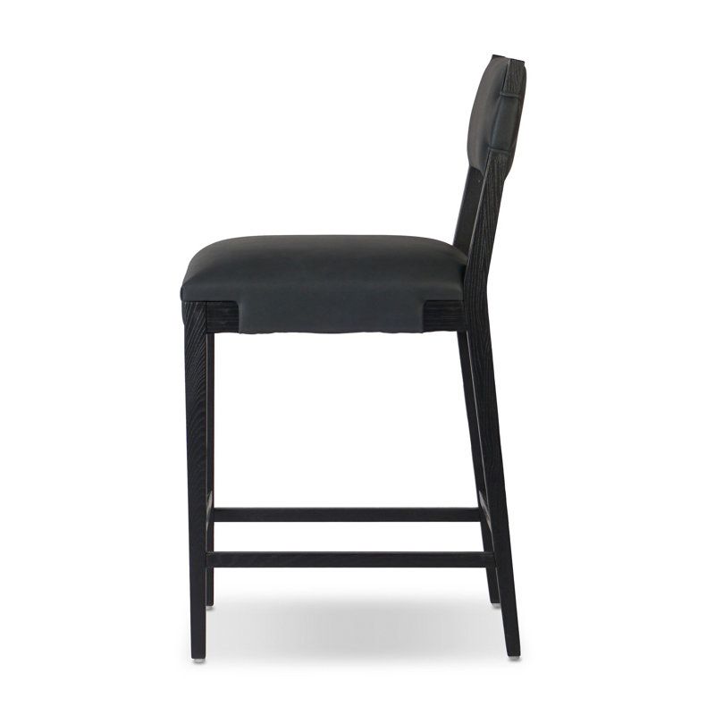 Tamari Stool-Sonoma Chestnut-Bar, Black, Black Genuine Leather, Counter Stool (27.76" Seat Height)