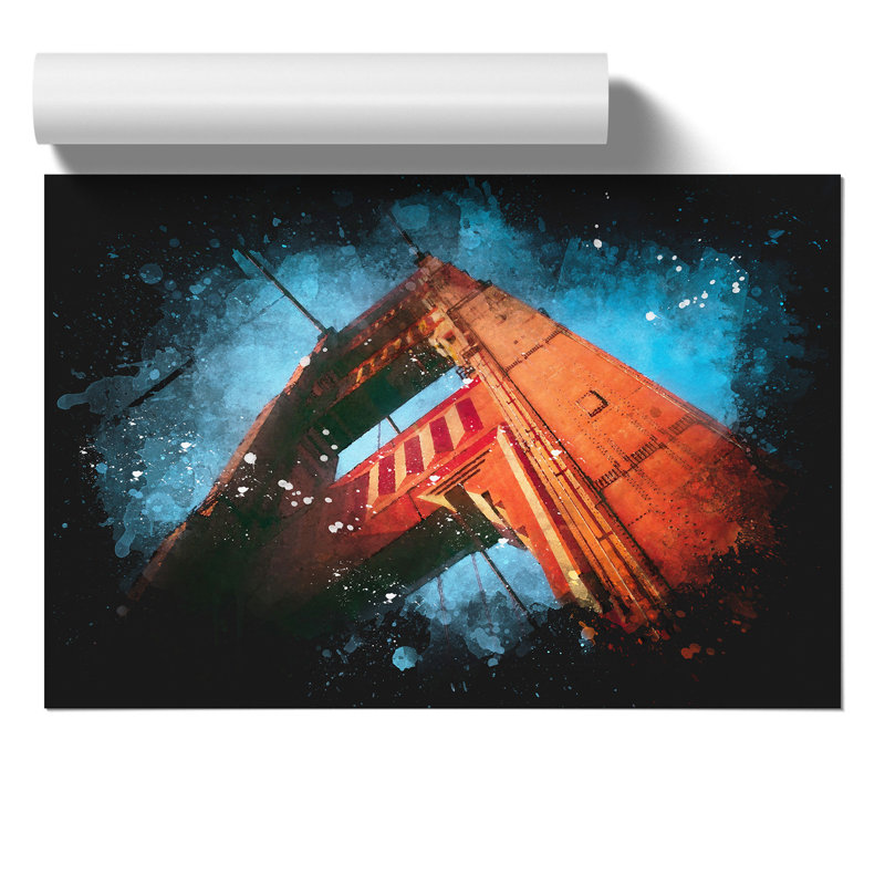 Golden Gate Bridge Paint Splash - Frameless Print, 21cm H x 30cm W x 0.1cm D